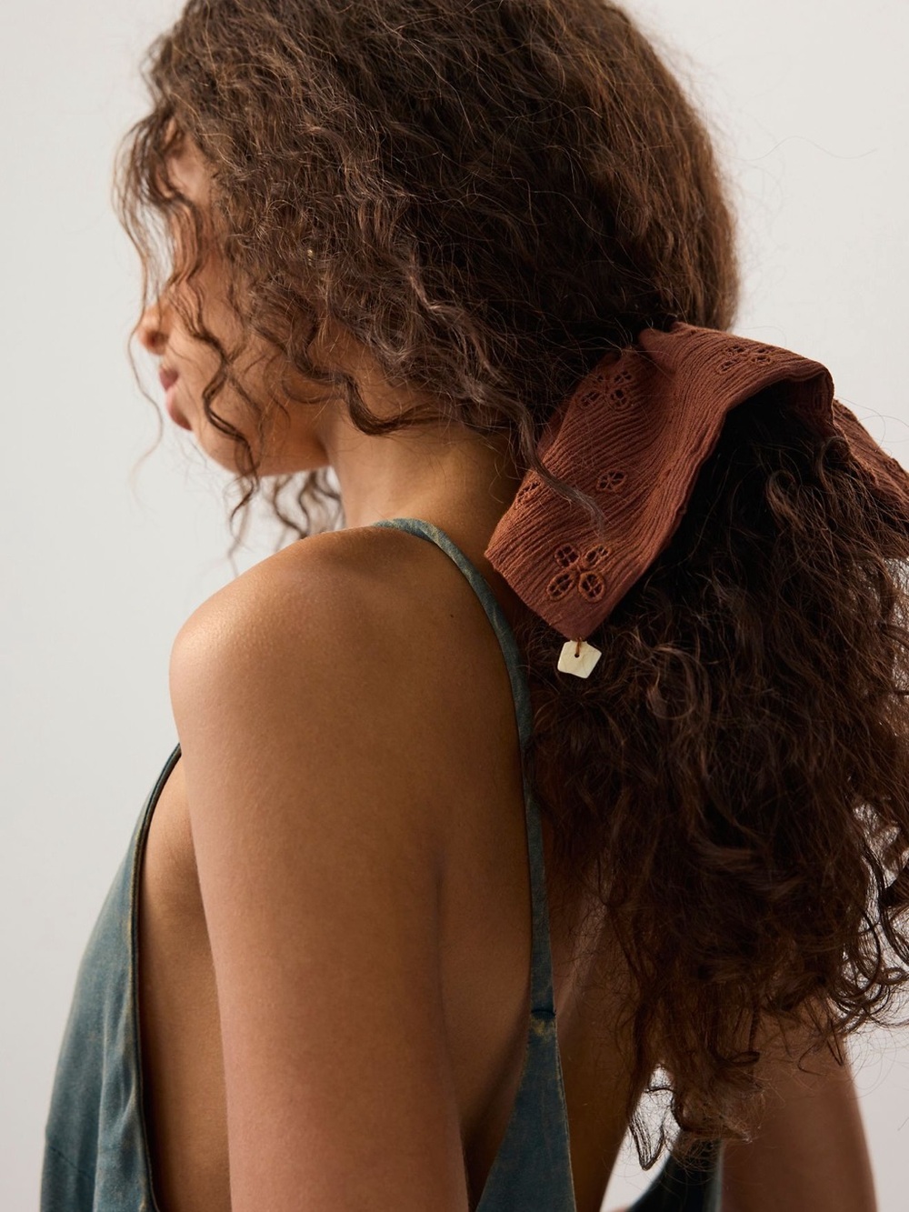 Free People Atalia Square Scrunchie- Chocolate